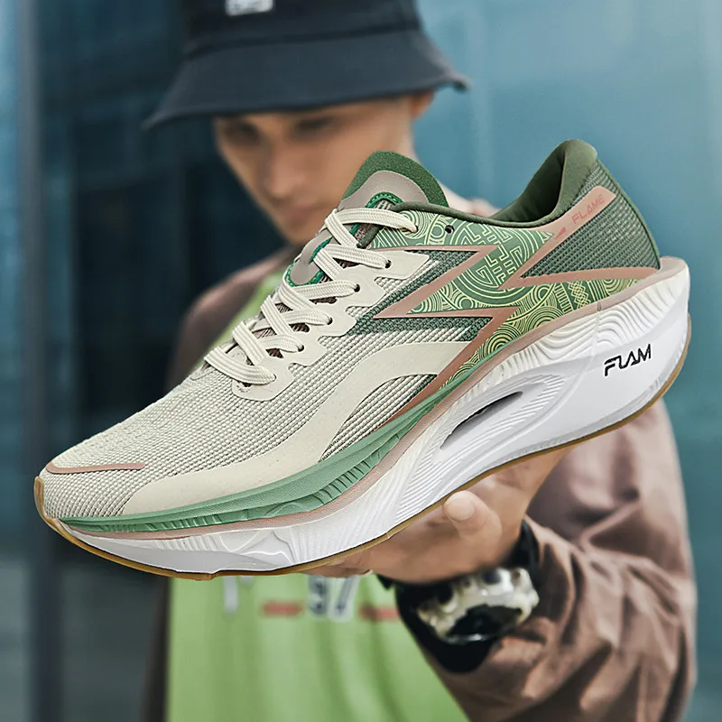 Breathable Mesh Athletic Shoes - Tênis de Corrida com Placa de