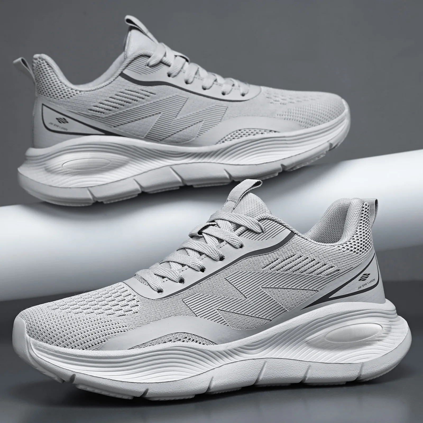 Shock Absorbing Gym Trainers - Tênis de corrida masculinos, com malha,