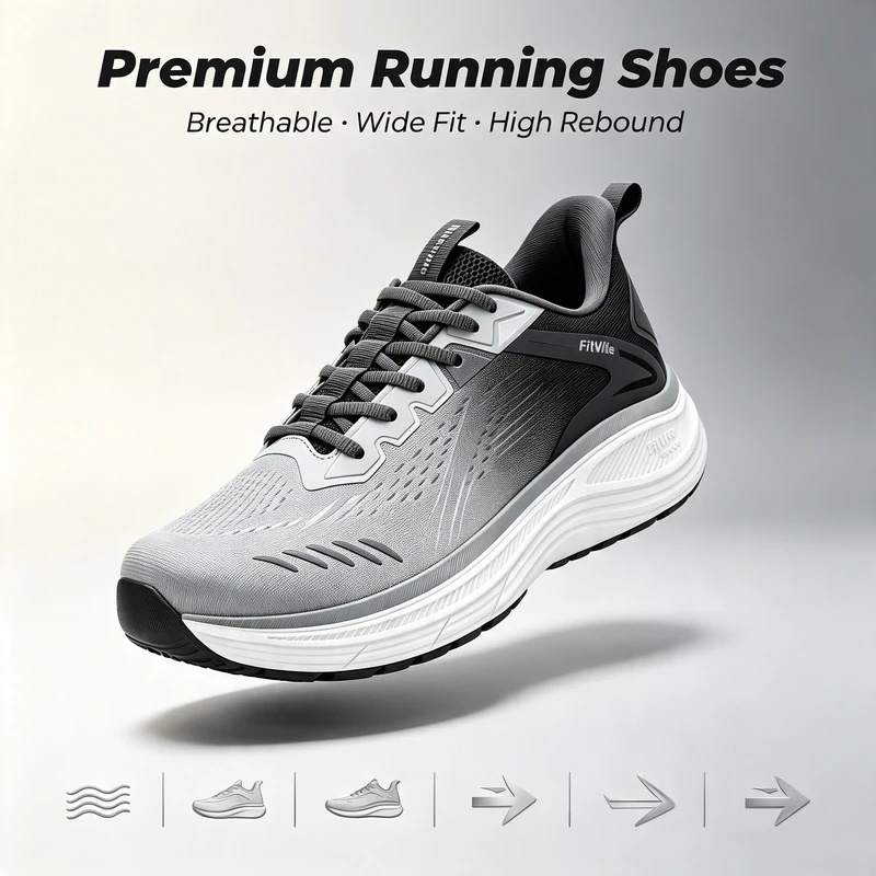 Tênis Esportivos Masculinos Fi - Wide Toe Box Running Sneakers avaliação e preço