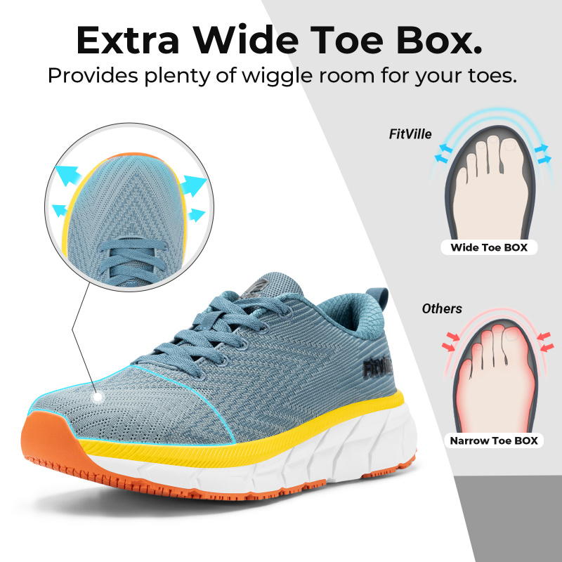 Tênis Masculino FitVille com B - Wide Toe Box Running Sneakers avaliação e preço