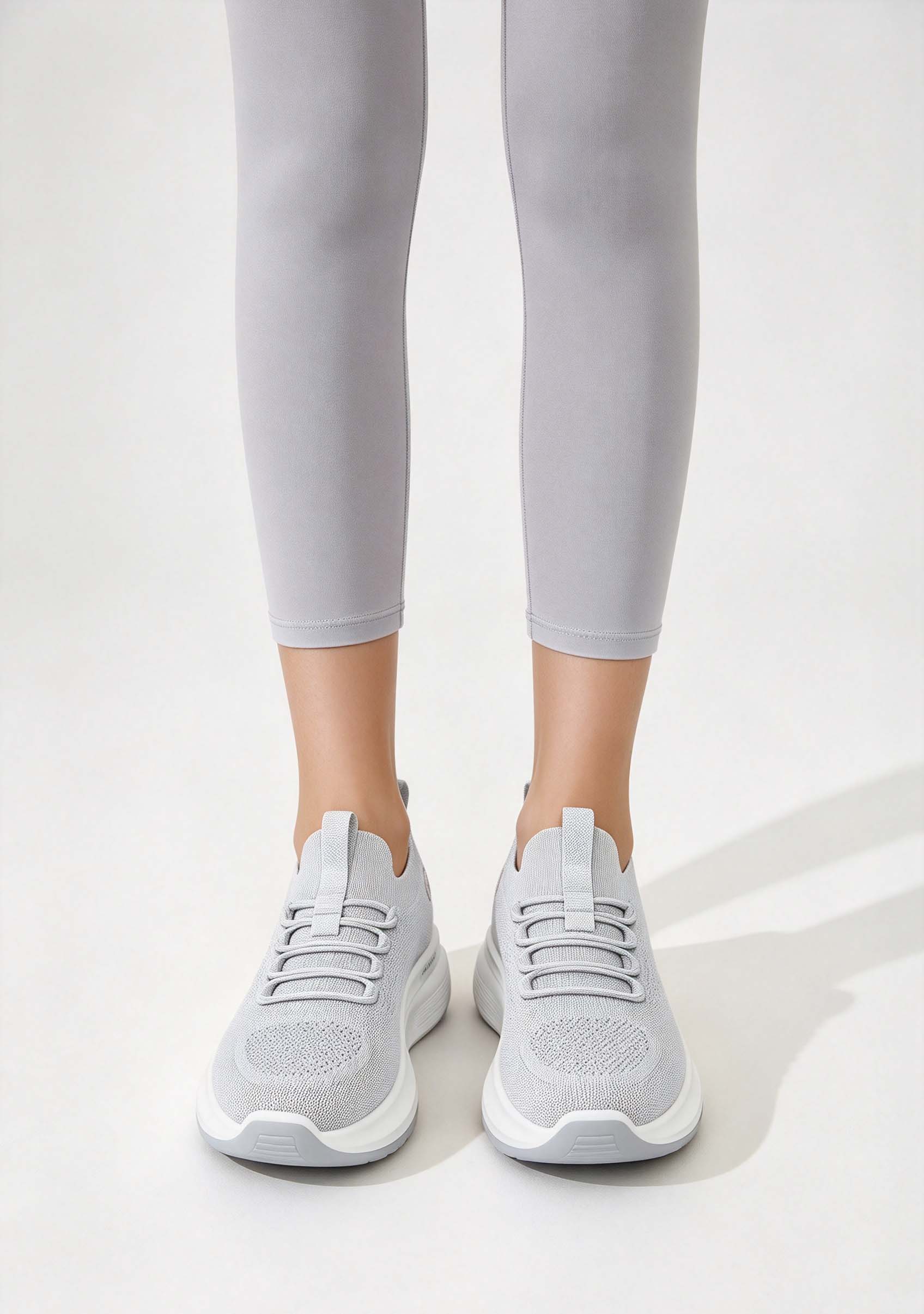 Sapatos de caminhada de plataf - Knit Fabric Lace Up Sneakers avaliação e preço
